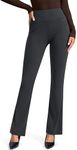 Rammus Womens High Waisted Dress Pants with Pockets Stretchy Business Casual Work Pants Bootcut Slacks for Office Dark grey/33 L