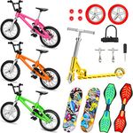 18 Pieces Mini Finger Toys Set Finger Skateboards Finger Bikes Scooter Tiny Swing Board Fingertip Movement Party Favors Wheels and Tools