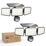 Philips Solar Security Light Outdoor Light 302 LEDs 1200lm, Solar-Powered Waterproof Wall-Mounted Flood Light w/PIR Motion Sensor, 3 Heads, IP65 Waterproof, 3 Modes (2)