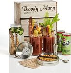 Bloody Mary Cocktail Kit: 16 oz Beer Can Drinking Glass Set | Zing Zang Bloody Mix | Rokz Salt Tin | Infusion Jar | Bar Spoon | Jigger | Funnel | Garnish Picks | Recipe Cards