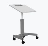 AmazingSelect Zest Student Desk | 28" x 21" Height Adjustable Sit Stand Desk with Wheels | Mobile Podium | ANSI/BIFMA, CPSIA Certified (Light Gray)