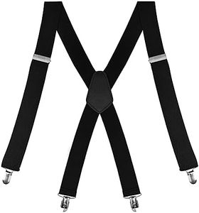 Nutabevr Tirantes para Hombres, elástico ajustable Tirantes Correas en forma de X de 3,5 cm de ancho, rango de ajuste longitud 70-110 cm, con 4 clips de metal muy fuertes, talla única (negro)