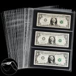 300 Pockets Currency Pages - 50 Sheets Double-Sided Currency Sleeves PP Material Currency Holder Collecting Album Pages for Paper Money Collection PCP0150