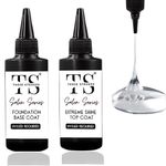 THR3E STROKES 2 Pcs 100ml No Wipe Gel Top Coat and Base Coat Set - Shine Finish and Long Lasting, Soak Off LED Nail Lamp Gel Base Top Coat Finish Nail Art Design Manicure Gifts for Women
