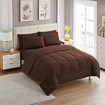 Sweet Home Collection Solid Color Comforter & Sheet Set, Polyester, Brown, Full