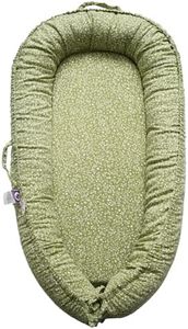 CooCooBaby Infant Lounger, Baby Nest Cover for Baby Girls & Boys, Newborn Essentials for Baby 0-12 Months, 100% Cotton Breathable, Co Sleeper Portable Travel Bed (Green_Wonder, Cotton_Muslin)
