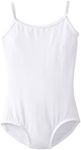 Clementine Girls' Little (2-7) Camisole Leotard Cami Tops Spaghetti Strap Ballerina Dancewear Costumes, White, 6X/7