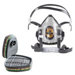 VENUS V-900 Half Face Respirator Mask with ABEK1 Multigas Reusable Filter Cartridges, ISI Certified, Gas Mask, Twist & Click Filter Lock Mechanism, Chemical Carcinogenic Respiratory Protection