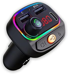 CRUST CS30 Car Bluetooth Device with Call Receiver, FM Transmitter for Music System & Dual USB + Type C Fast Charger; 7 Colour LED Lights; 6 Equalizer Presets; USB MP3 Audio Playback; Voice Assistant