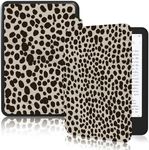 MOROCK Slim Case for 6" Kindle Paperwhite(10th Generation, 2018 Release), Premium PU Leather Cover with Auto Wake/Sleep for Amazon Kindle Paperwhite E-Reader(Model No. PQ94WIF), Khaki Leopard Print