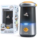 JUPITEARTH Electric Pencil Sharpener for Kids, Hands-Free, Rechargeable, Auto in & Out Spaceship Fully Automatic Pencil Sharpener Fits 6.9-11mm Colored/No.2 Pencils for Classroom Home Office (Black)