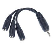 KEBILSHOP 3.5mm Stereo Jack 1 Male to 3 Female Headphone Earphone Audio Splitter Cable,15cm(Black)