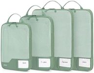 ECOHUB 4pcs Compression Packing Cubes, Suitcases Organiser Bag with Tag, Recycled Travel Bags Organiser for Backpack, Tear-resistant Packing Organiser for Carry On Luggage, Green (Patent Pending)