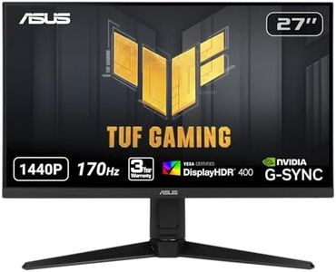 ASUS TUF Gaming 27" 2K Monitor (VG27AQL1A) - WQHD (2560 x 1440), IPS, 170Hz (Supports 144Hz), 1ms, Extreme Low Motion Blur, DisplayHDR, Speaker, G-SYNC Compatible, VESA Mountable, DisplayPort, HDMI