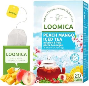 LOOMICA Peach Mango Iced Tea, Cold Brew, Tropical Fruit Tea Bags, Naturally Sweetened with Stevia, Mango & Peach Flavor, Fruity & Refreshing Summer Tea, Caffeine-Free, Enjoy Hot or Iced, 20 Counts
