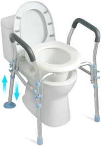 OasisSpace Stand Alone Raised Toilet Seat 300lbs - Heavy Duty Medical Raised Homecare Commode and Safety Frame, Height Adjustable Legs, Bathroom Assist Frame for Elderly, Handicap, Disabled