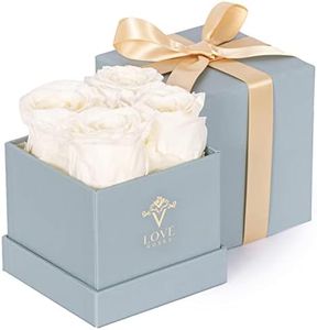 VLove® Forever Roses in a Box | Real Roses Forever Flowers Box | Naturally Preserved Flowers | Preserved Rose Box | Eternal Rose That Last A Year | Rosas Eternas | Eternal Rose Gifts for Her (White)