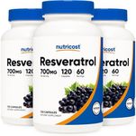 Nutricost Resveratrol 700mg; 120 Vegetable Capsules - 50% Trans-Resveratrol (3 Bottles)