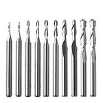 Bestgle 10pcs Tungsten Carbide Ball Nose End Mill Cutter, 1/8" Shank 2 Flutes Straight Bit End Milling Engraving Cutter CNC Router Spiral Bits Set 1/1.5/2/2.5/3.175mm