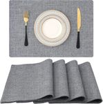 Homaxy Cloths Placemats for Dining Table Set of 4, Heat Resistant Washable Cotton Linen Blend Table Mats, Easy to Clean Place Mats for Indoor Outdoor Party Kitchen Decoration, 13" x 19", Dark Grey