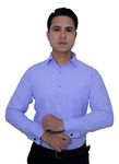 ERAZOR Men's Slim Fit French Cuff Cotton Shirt with Metal Cufflinks (Lavender) (Large)