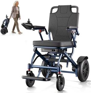 ByteTecpeak D14 Lightweight Foldable Electric Wheelchair Removable Lithium Battery, 20km Range, 500W Motor, Ultra-Portable Aluminium Powerchair for Travel & Airplane Approved