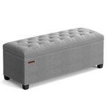 SONGMICS Storage Ottoman, Storage Bench with Feet, 40 x 110 x 40 cm, Footstool with Lid, Bed End Stool, for Entryway, Living Room, Bedroom, Light Grey LSF088G52