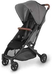 UPPAbaby Minu V2 Travel Stroller Lightweight, Portable Design One-Hand Fold Shoulder Strap and Leather Bumper Bar Included Greyson (Charcoal Mélange/Carbon Frame/Saddle Leather)