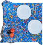 The Fern Trail Mexican Oilcloth Tablecloth - Vinyl Tablecloths | Outdoor Tablecloth | Plastic Tablecloth | Splat Mat | Waterproof Mat | Hules para Mesa (Aztec Blue, Rectangle (84 x 48))