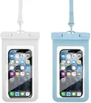 HITWAY Waterproof Phone Pouch Floating, Waterproof Phone Case, Transparent PVC, 2 Pack, Phone Protector for iPhone 15 14 13 12 11 Pro Max Plus XS XR X 8 Galaxy S23 S22 S21 S20 (Blue & White)