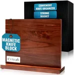 Cutluxe Magnetic Knife Holder – Magnetic Knife Block, Acacia Wood Knife Stand for Kitchen Counter, Slim & Double Sided, Powerful Magnet Strips, Organized Storage Rack & Modern Display Board