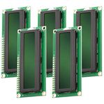AZDelivery Compatible with HD44780 1602 16x2 Serial LCD Black Character Green Backlight Display Board 3.3V 5V compatible with Arduino and Raspberry Pi Including E-Book! (Pack of 5)