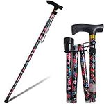 Walking Stick Folding Cane Adjustable Canes Portable Foldable Walking Sticks for Men Women Walking Cane Stick for Elderly (Floral)