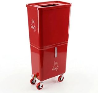 Beverage Bin Dual-Compartment Drink Dump Bin with Locking Wheels, HDPE, 16x10x36 Inches, for Bars, Restaurants & Events (red)