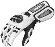 ILM Air Flow Leather Motorcycle Gloves For Men and Women (L, WHITE-LONG)