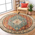 Lahome Boho Tribal Round Rug 5ft - Soft Distressed Kitchen Round Area Rug, Washable Non Slip Non-Shedding Laundry Room Mat Low Pile Entry Floor Carpet for Closet Bedroom Bathroom Foyer Dining Table