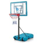 GYMAX Pool Basketball Hoop, Height Adjustable Swimming Pool Basketball Hoop with Fillable Base & Built-in Wheels, Pool Basketball Hoop Poolside for Kids Teens Adults