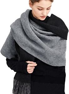 GERUNSI Cashmere Scarf Women Oversized Pashmina Large Warm Shawls Wraps 2 Tone Solid Color for Autumn Winter 78"x27", Black, Large