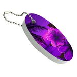 Graphics and More Beach Sunset Hibiscus Flower Hawaiian Purple Floating Keychain Oval Foam Fishing Boat Buoy Key Float