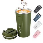 Big seller 17oz (500ml) Vacuum Insulated Travel Mug, Leakproof Double Wall Stainless Steel Reusable Coffee Cup with Lid for Hot & Cold Drinks, Green