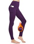 FitsT4 Sports Womens Fleece Lined Horse Riding Pants Full Seat Winter Riding Tights Silicon Grip Horseback Equestrian Breeches Pockets Purple Size M