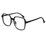 LENSKANDY | Oversized Square Shape Computer Glasses For Eye Protection For Women | Black | Medium (LKCG28008-BLK)