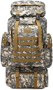 ÖSSZEFUT 70L 80L Tactical Backpack Waterproof For Men Hiking Camping Military Backpacking Backpack Tactical Rucksack Travel Hunting Survival Waterproof Large Backpack (City Brown)