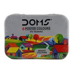 Doms 6 Shades Poster Colours | Rich & Vibrant Colors | Free Agigator Inside For Uniform Mixing | Non-Toxic & Safe For Childrens | Pack of 1