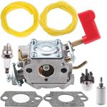 Anzac C1U-W32 Carburetor with Fuel Line Filter Primer Bulb for Poulan PP136E PPB100E PPB150E PPB200E PPB250E PPB300E PPB32SST PP446ET PP446E SM446E PP46ET Zama Carb Trimmer Pruner 545006017