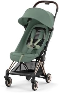 Cybex Coya Compact Stroller, Lightweight One-hand Fold, Travel-Friendly Pram for Newborns, Infants, and Toddlers, Age 0-4 years, Flat Recline Position, One Pull Harness, Hand Luggage Compatible, Stroller (Leaf Green and Rosegold Frame)