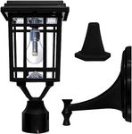 GAMA SONIC GS-114B-FPW-BLK Prairie Bulb Lamp Outdoor Solar Light Fixture, Pole Pier & Wall Mount Kits, Black