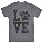 Mens Love Paw Tshirt Cute Adorable Dog Lover Pet Tee for Guys Mens Funny T Shirts Love T Shirt for Men Funny Dog T Shirt Novelty Tees for Men Light Grey S