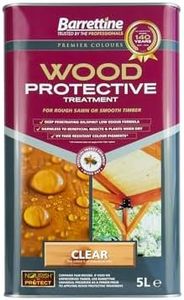 Barrettine Wood Protective Treatment (Clear, 5L) - Ideal Treatment for Outdoor Treated Timber Structures. Wood Protector Oil with Water Repellent Qualities. UV & Fade Resistant.