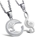 Jstyle Jewelry Stainless Steel Best Friend Puzzle Pendant,Music Note Engraved,with Chain